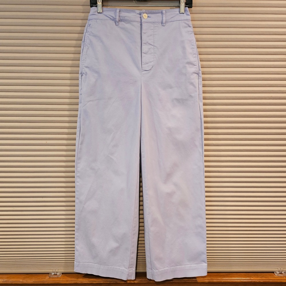 Alex Mill Womens Wide Leg Crop Pants Lavender Purple BCI Cotton Size 4 High Rise